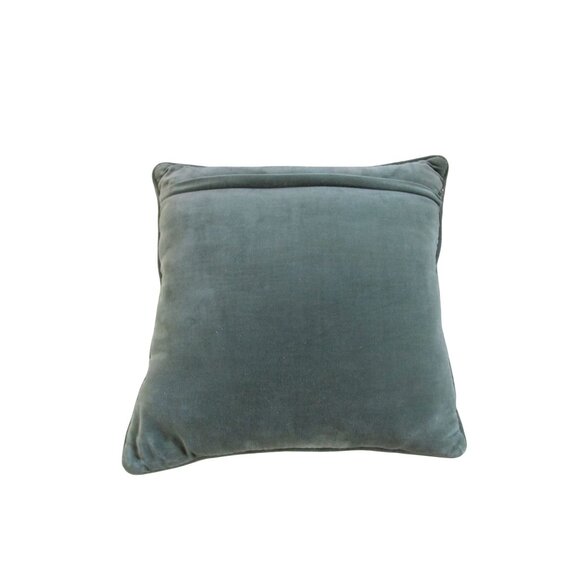 Vintage Floral Needlepoint Throw Pillow Gray Green Velvet Back Handcrafted GUC - Picture 13 of 16